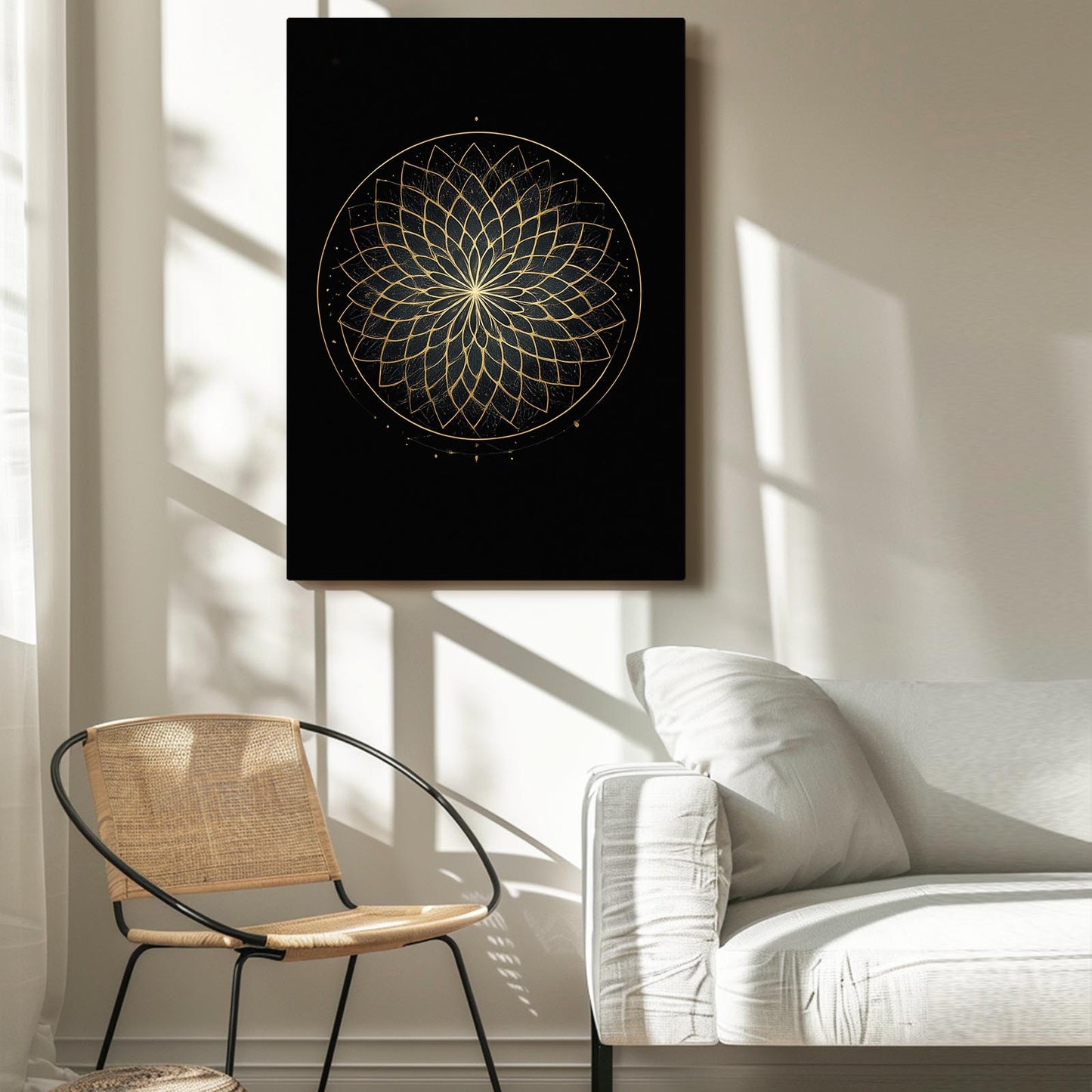 Gold Lace Rosette Prints – styled in a furnished interior