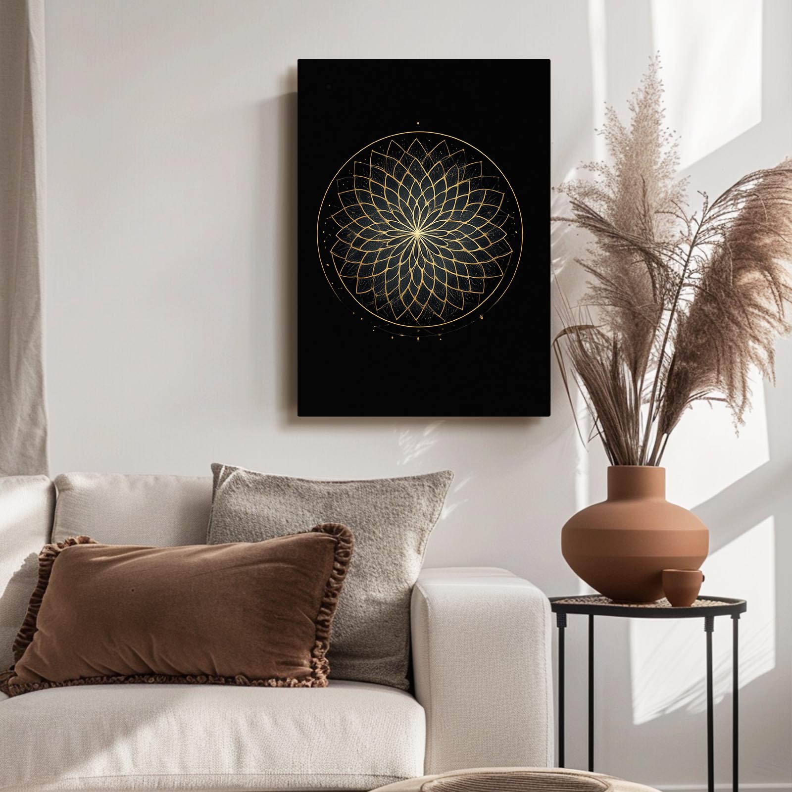 Gold Lace Rosette Prints – styled in a furnished interior