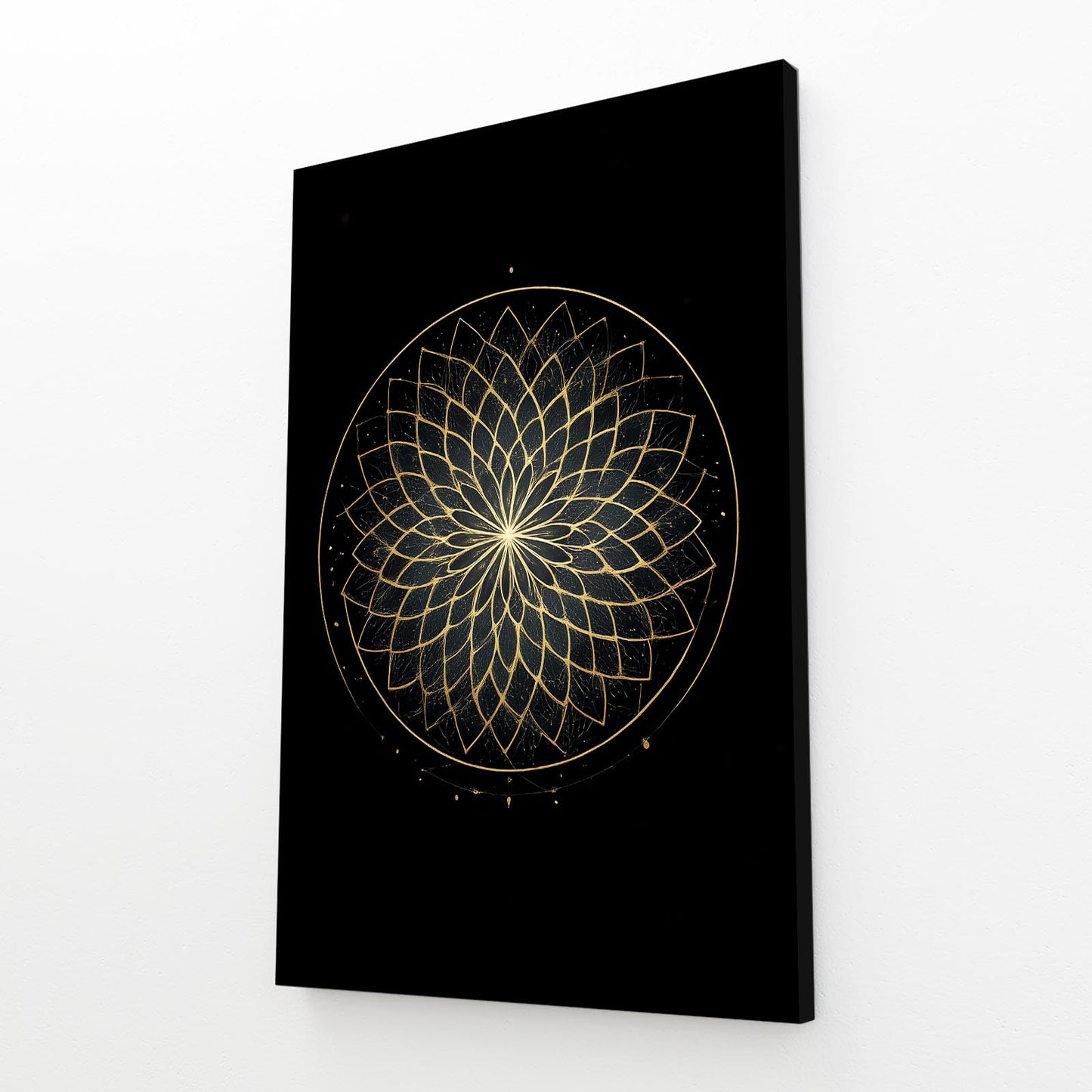 Gold Lace Rosette Prints – angled canvas view on white background