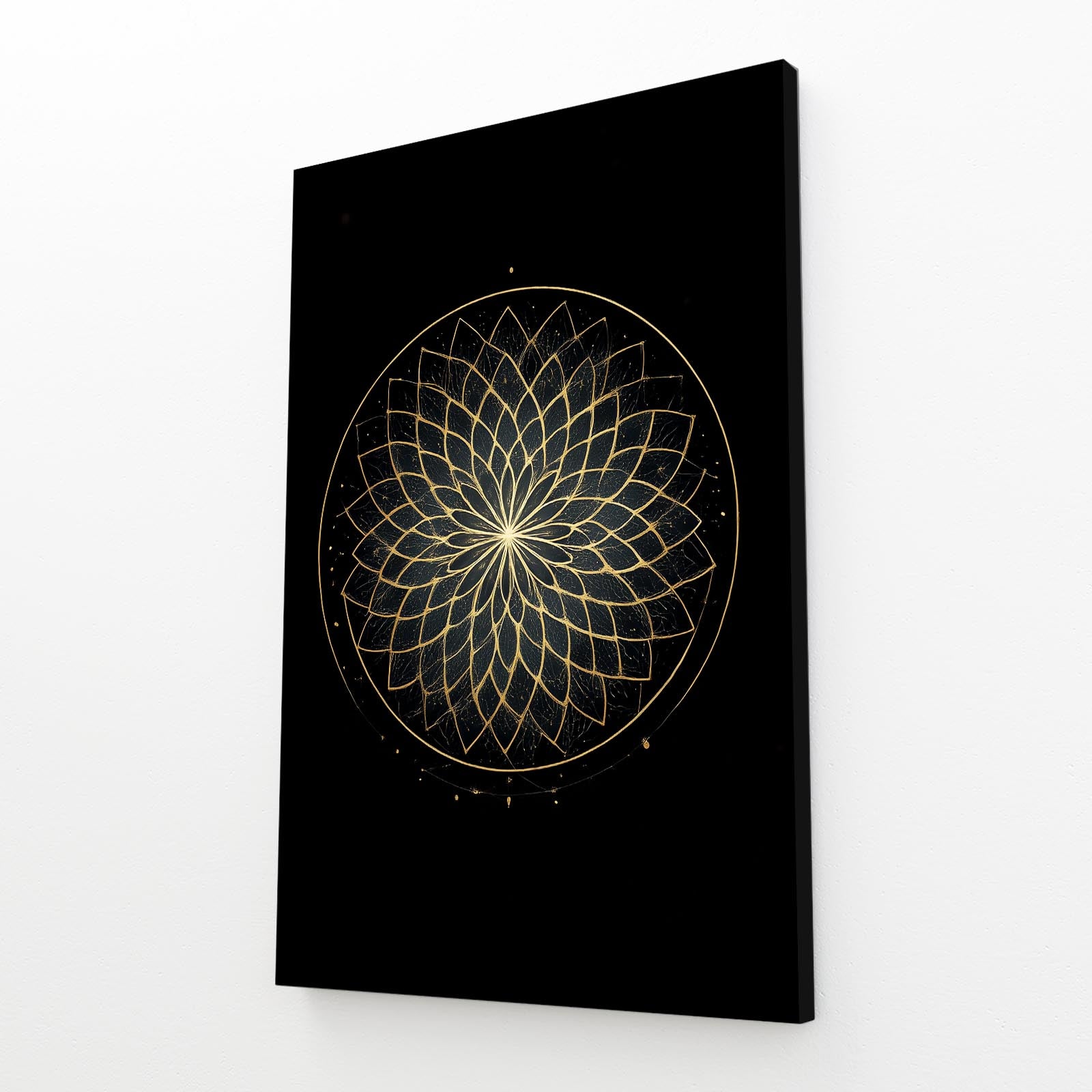 Gold Lace Rosette Prints – angled canvas view on white background