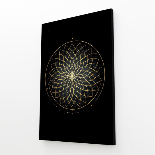 Gold Lace Rosette Prints – angled canvas view on white background