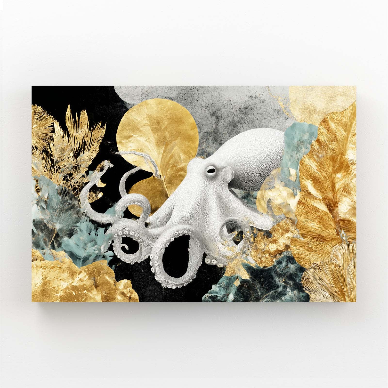 Gold Leaf Reef Octopus Canvas – gold leaf reef octopus canvas print