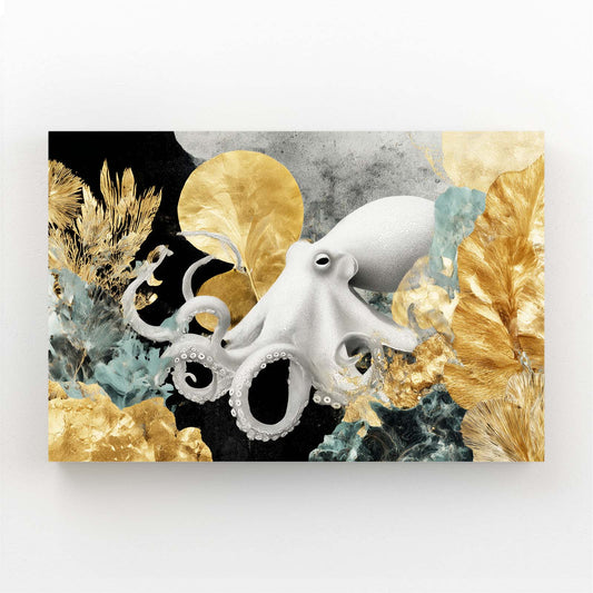 Gold Leaf Reef Octopus Canvas – gold leaf reef octopus canvas print