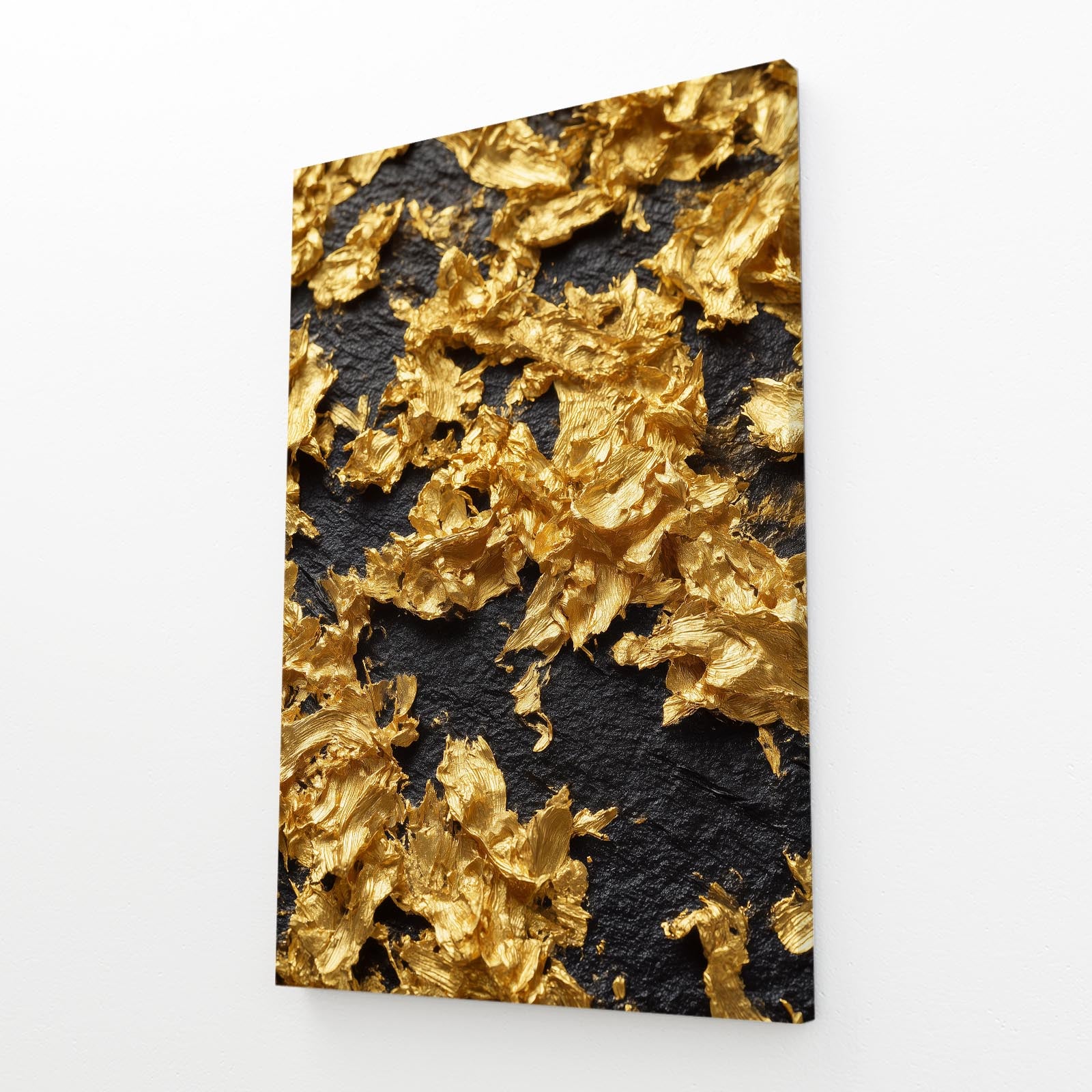 Gold Leaf Texture Wall Decor – angled canvas view on white background