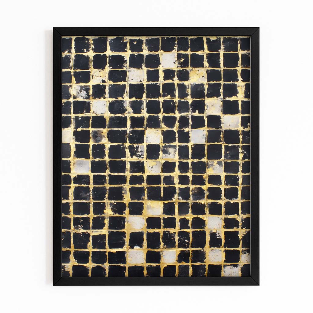 Gold Mosaic Grid Prints – with Premium Black frame on white background
