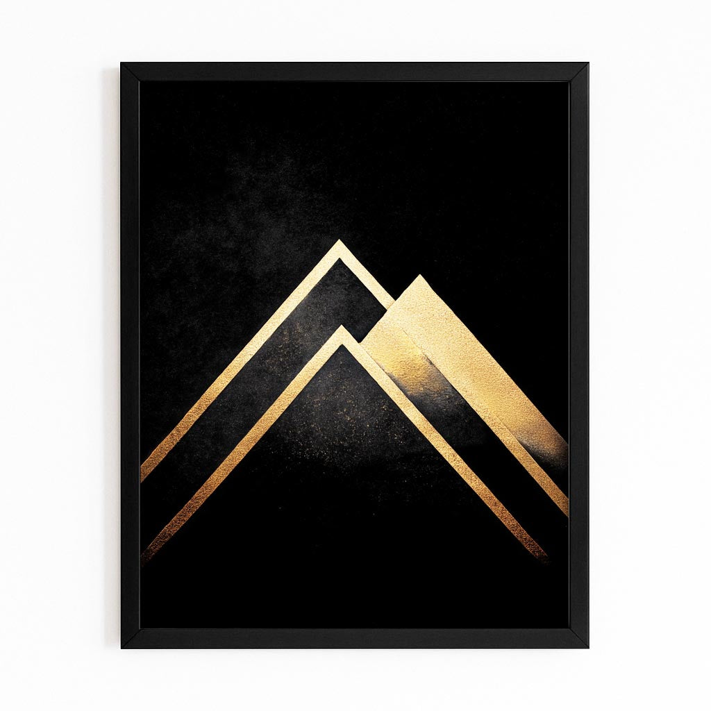 Gold Peak Triangles Prints – with Premium Black frame on white background