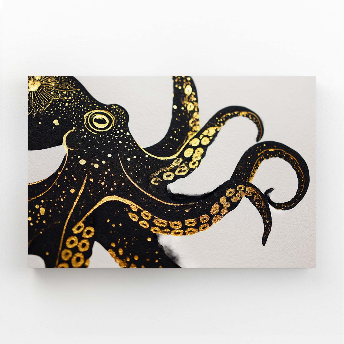 Gold Speckle Curl Octopus Wall Decor – gold speckle curl octopus canvas print