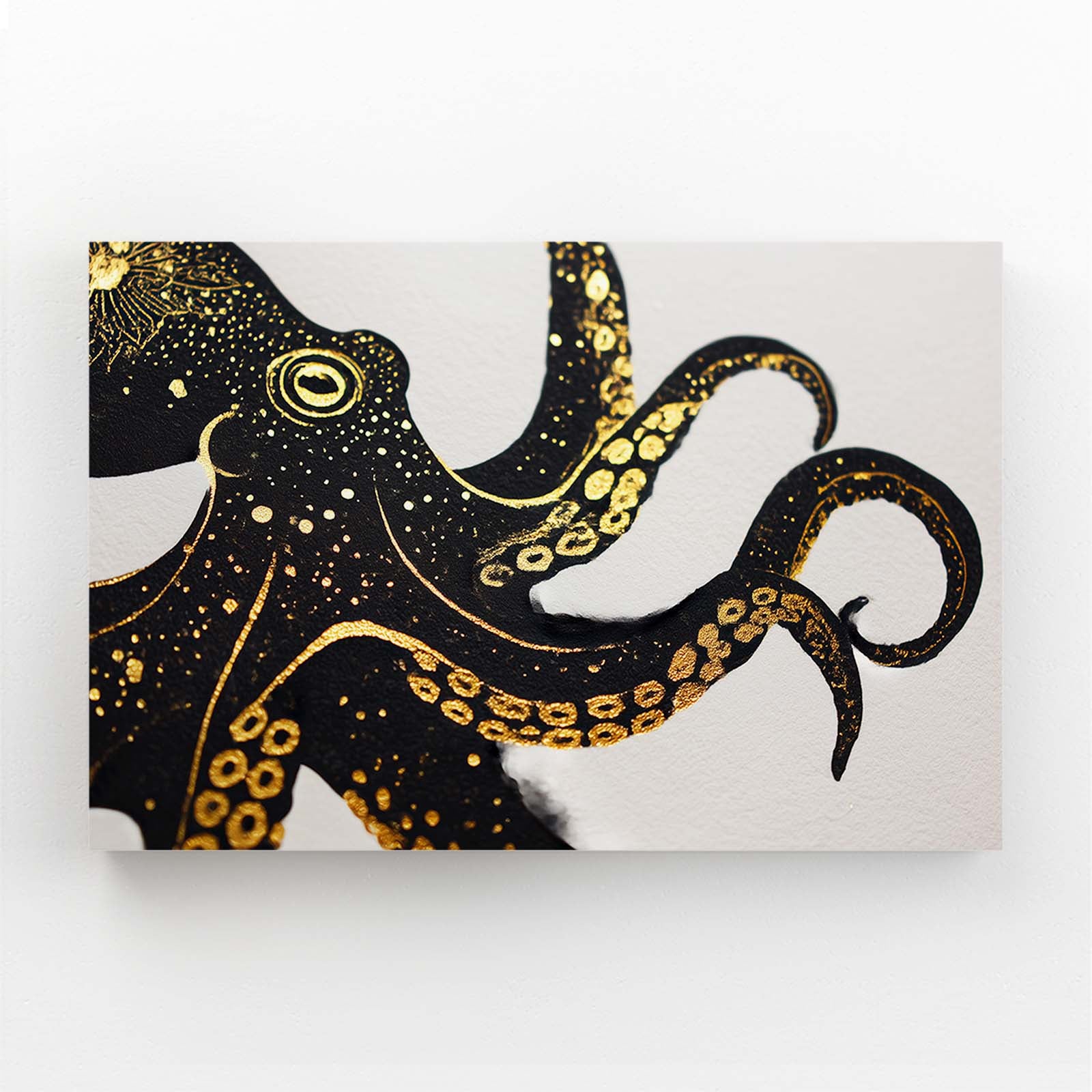 Gold Speckle Curl Octopus Wall Decor – gold speckle curl octopus canvas print
