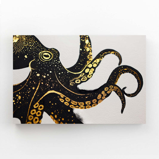Gold Speckle Curl Octopus Wall Decor – gold speckle curl octopus canvas print