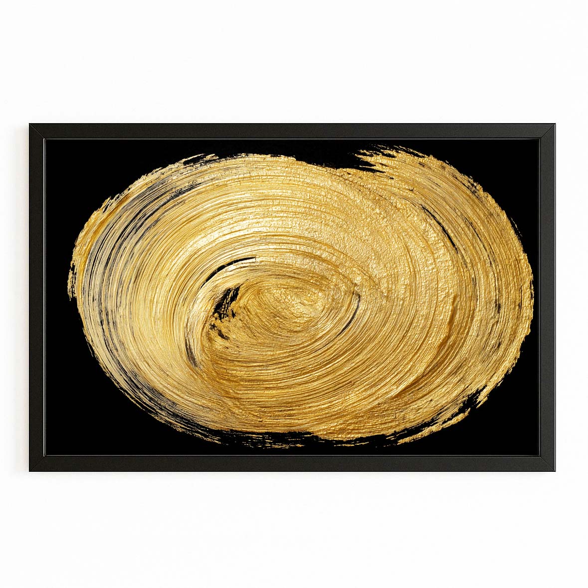 Gold Spiral Disc Canvas – with Premium Black frame on white background