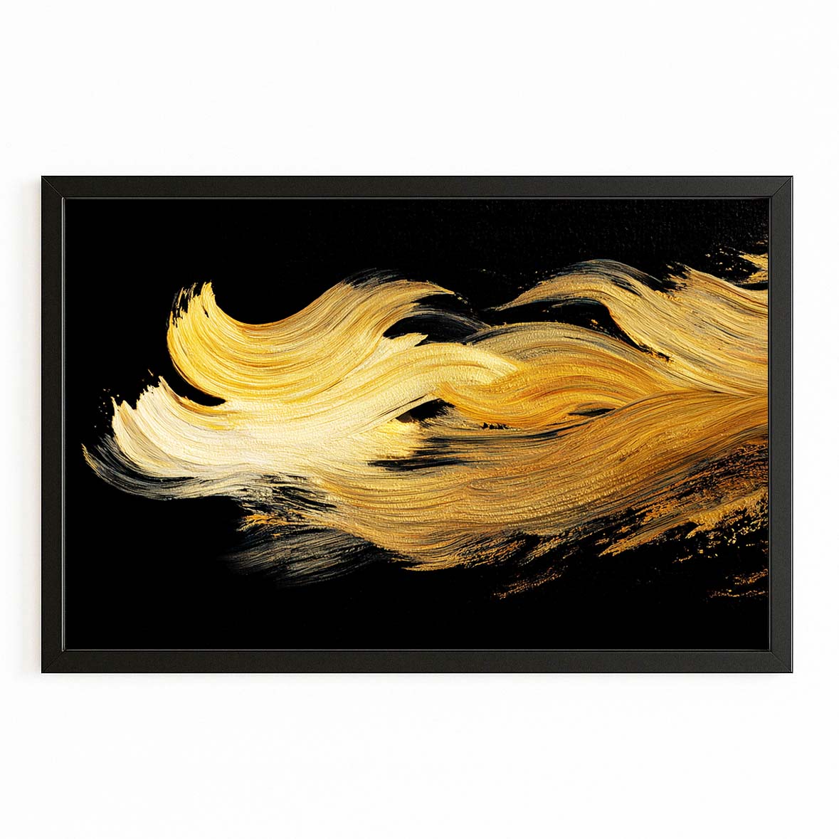 Gold Wave Sweep Prints – with Premium Black frame on white background