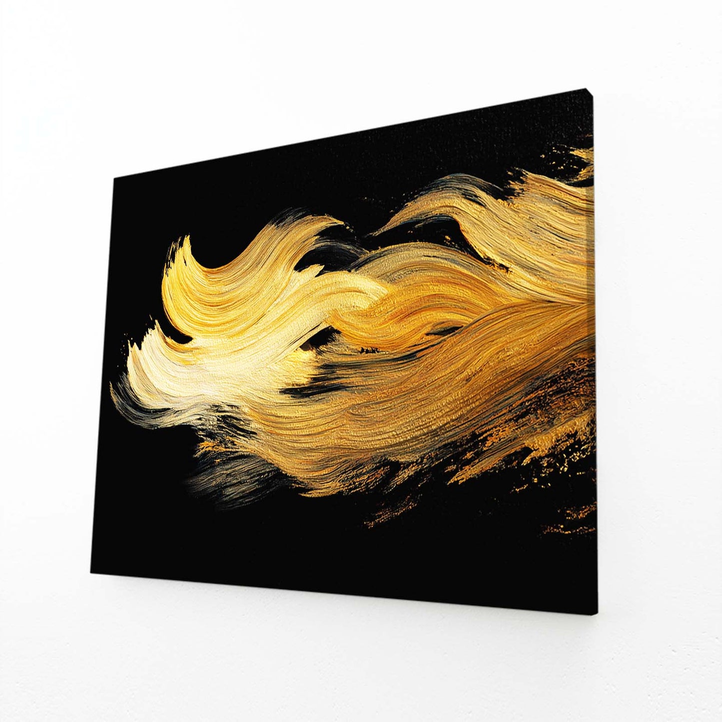 Gold Wave Sweep Prints – angled canvas view on white background