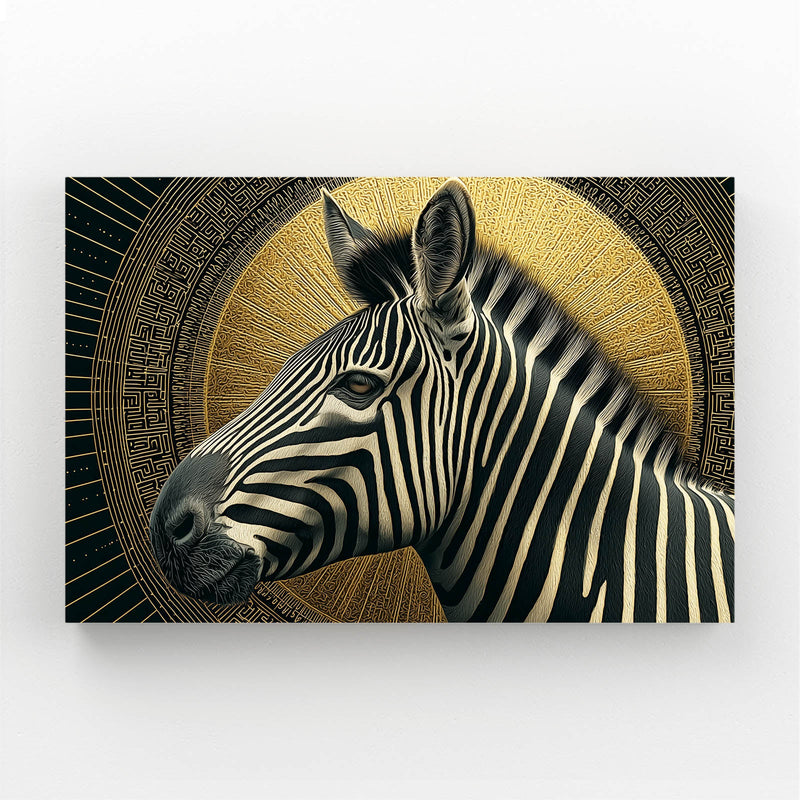 Gold Zebra Canvas Art – styled in a furnished interior