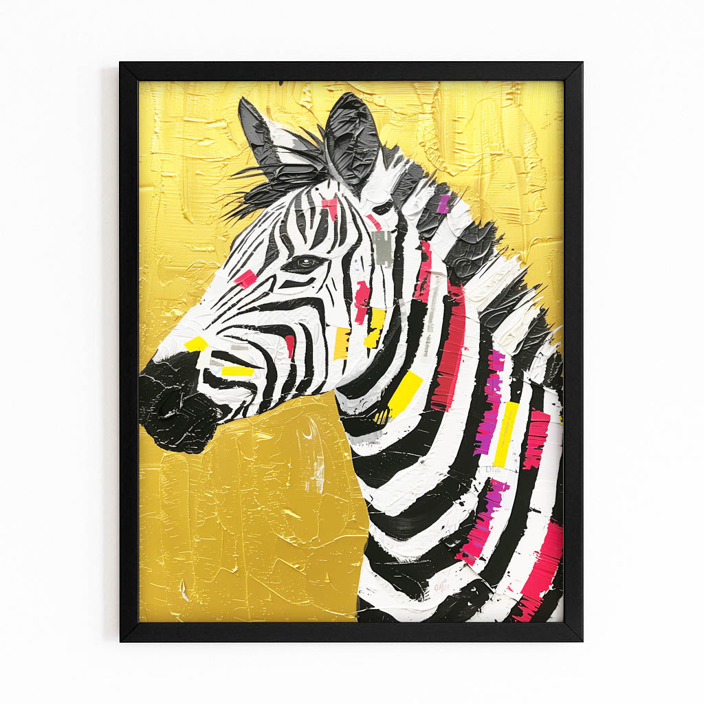 Gold Zebra Canvas – with Premium Black frame on white background