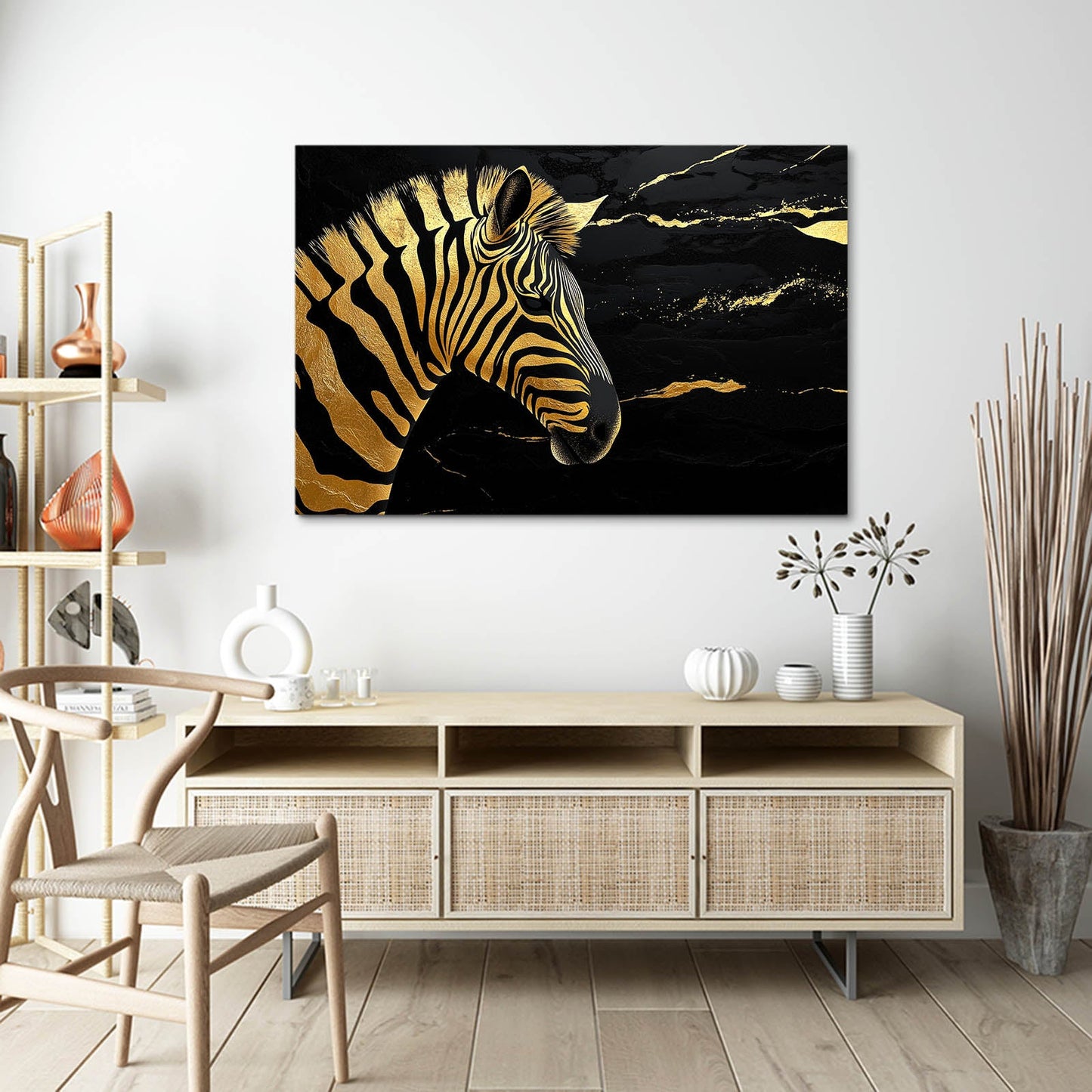 Gold Zebra Prints – styled in a furnished interior