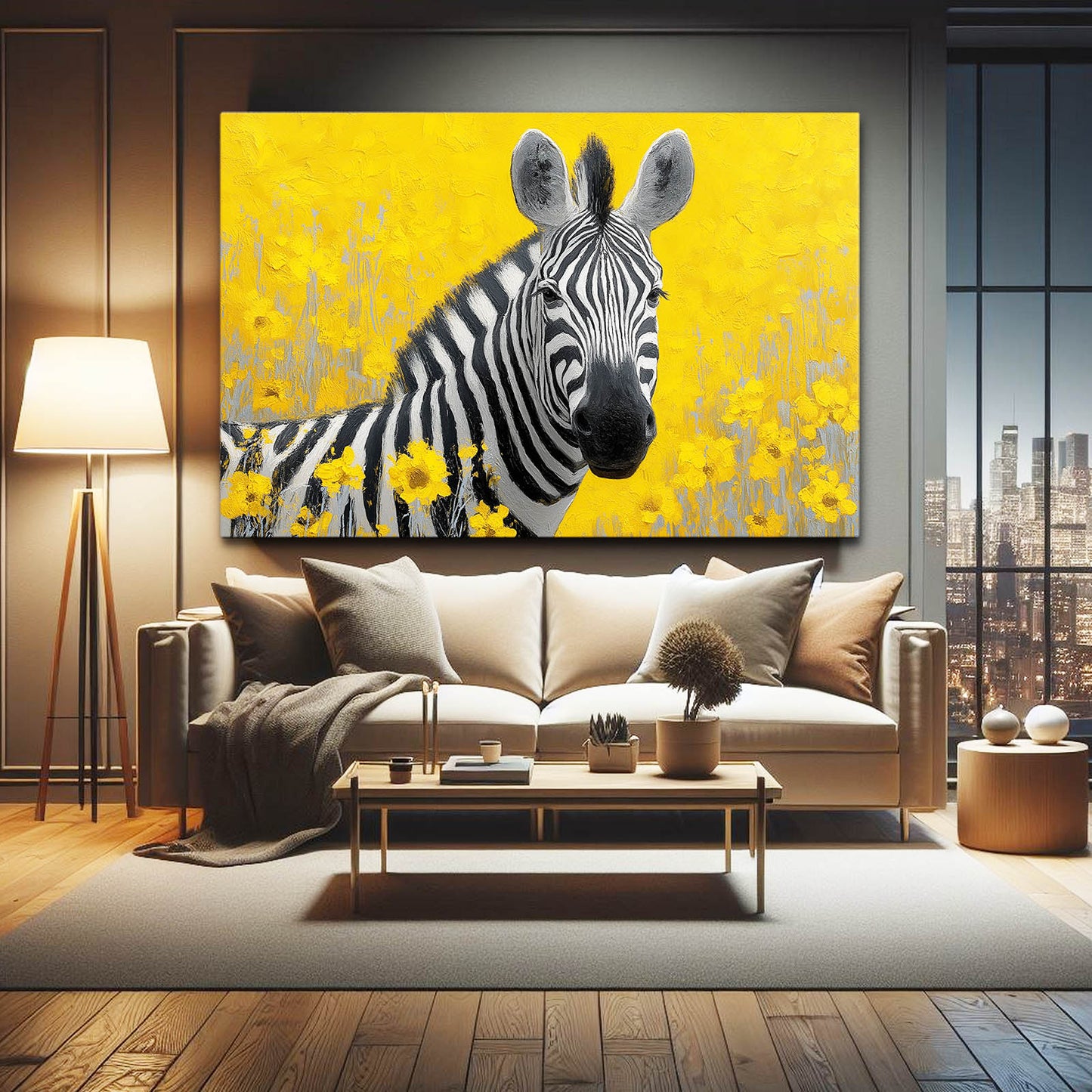 Gold Zebra Wall Art – styled in a furnished interior