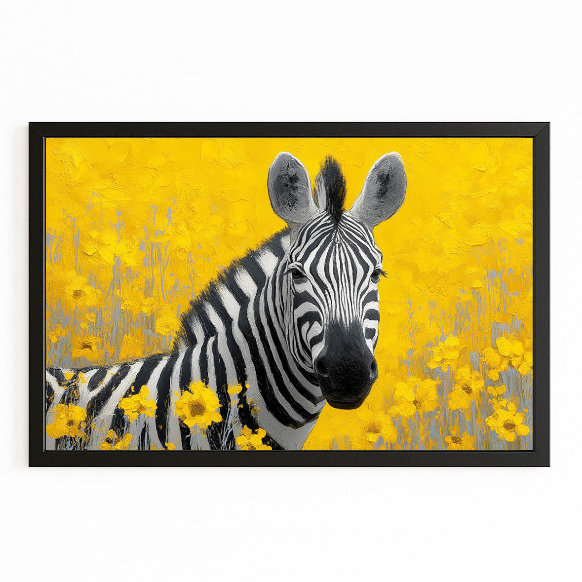 Gold Zebra Wall Art – with Premium Black frame on white background