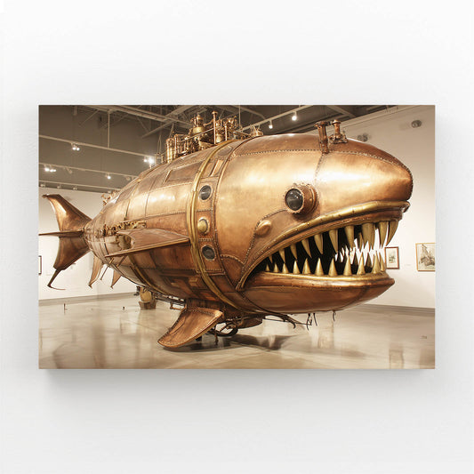 Golden Anglerfish Airship Steampunk Canvas – golden anglerfish airship steampunk canvas print