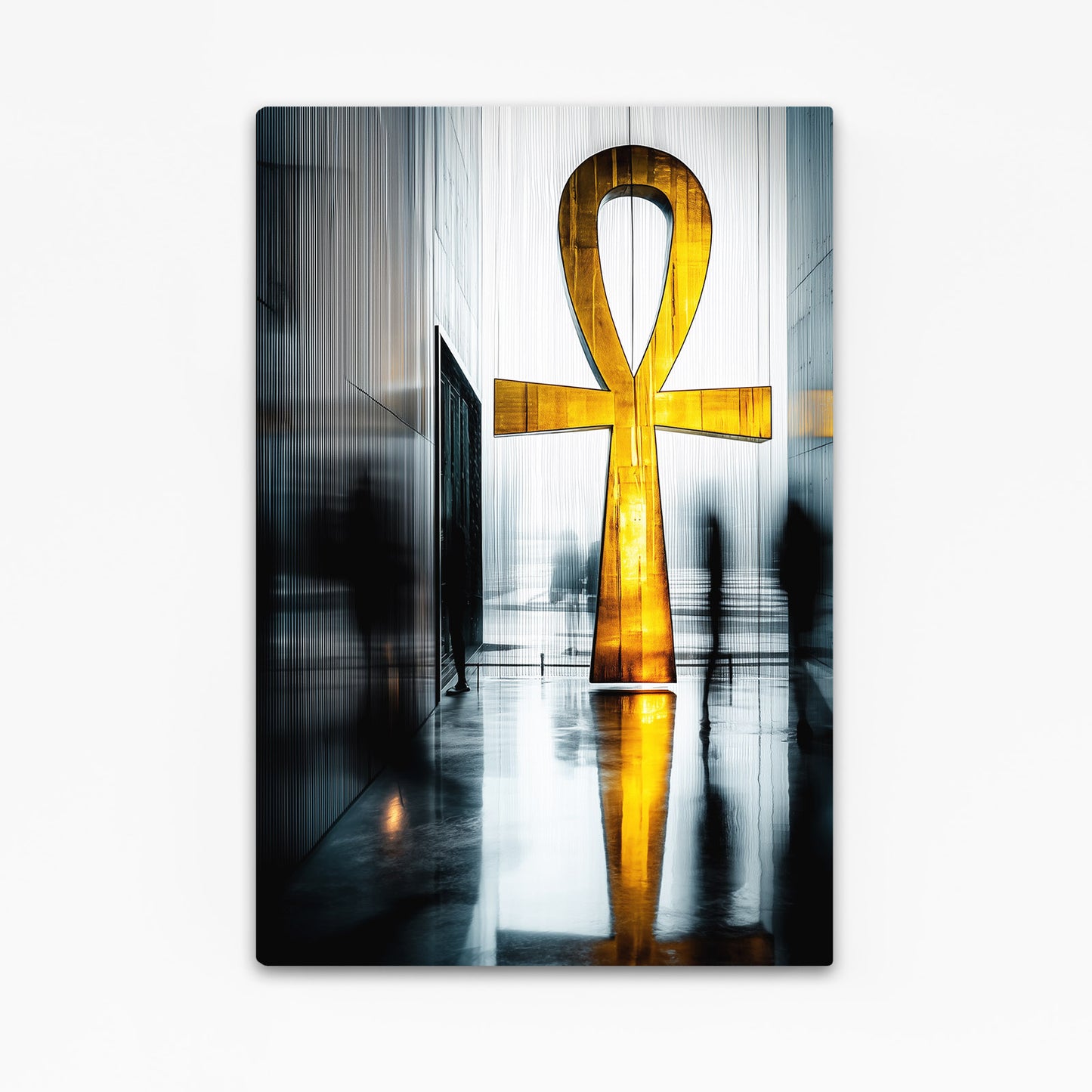 Golden Ankh Reflection Egyptian Art – canvas print on white background
