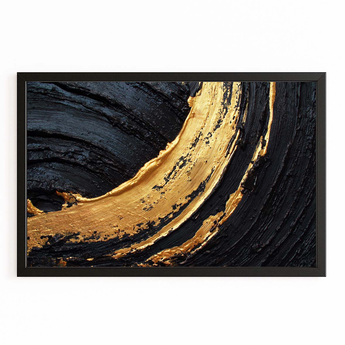 Golden Arc Sweep Wall Decor – with Premium Black frame on white background