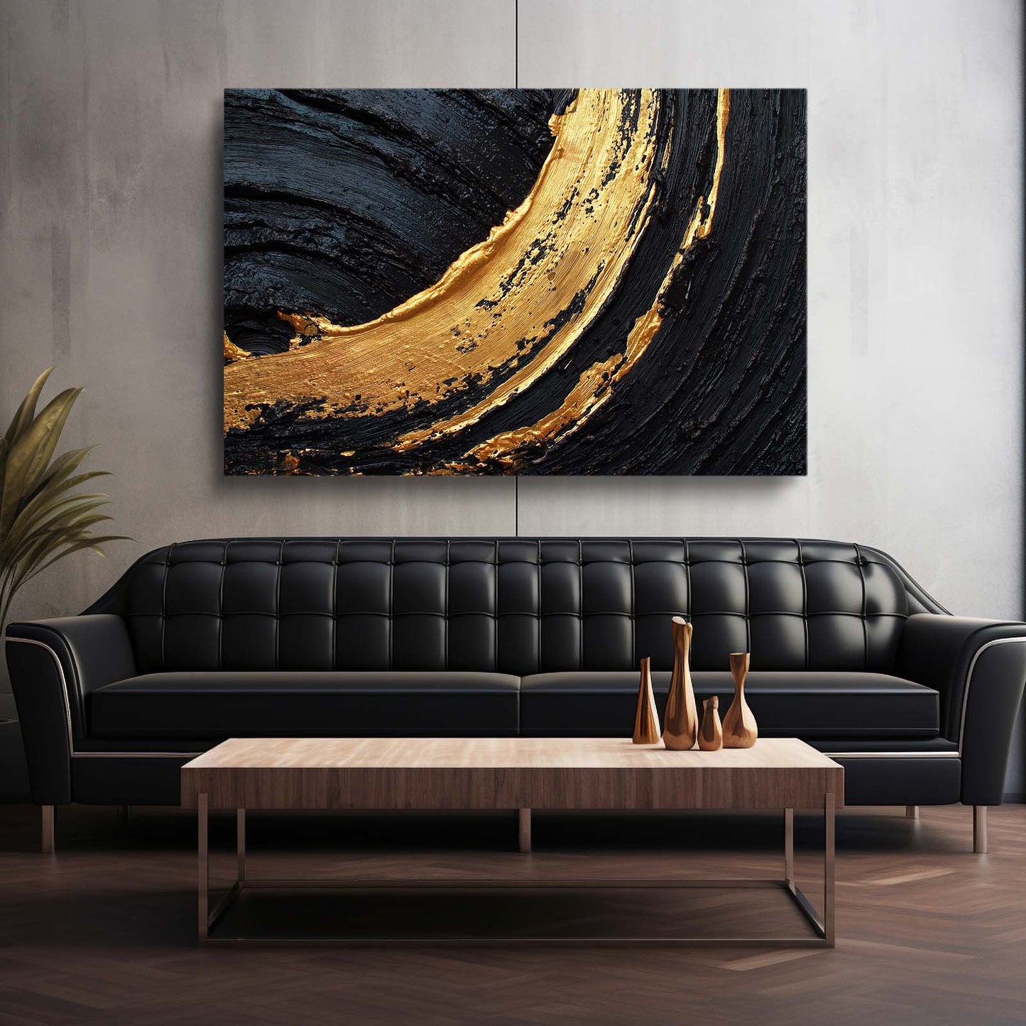 Golden Arc Sweep Wall Decor – styled in a furnished interior