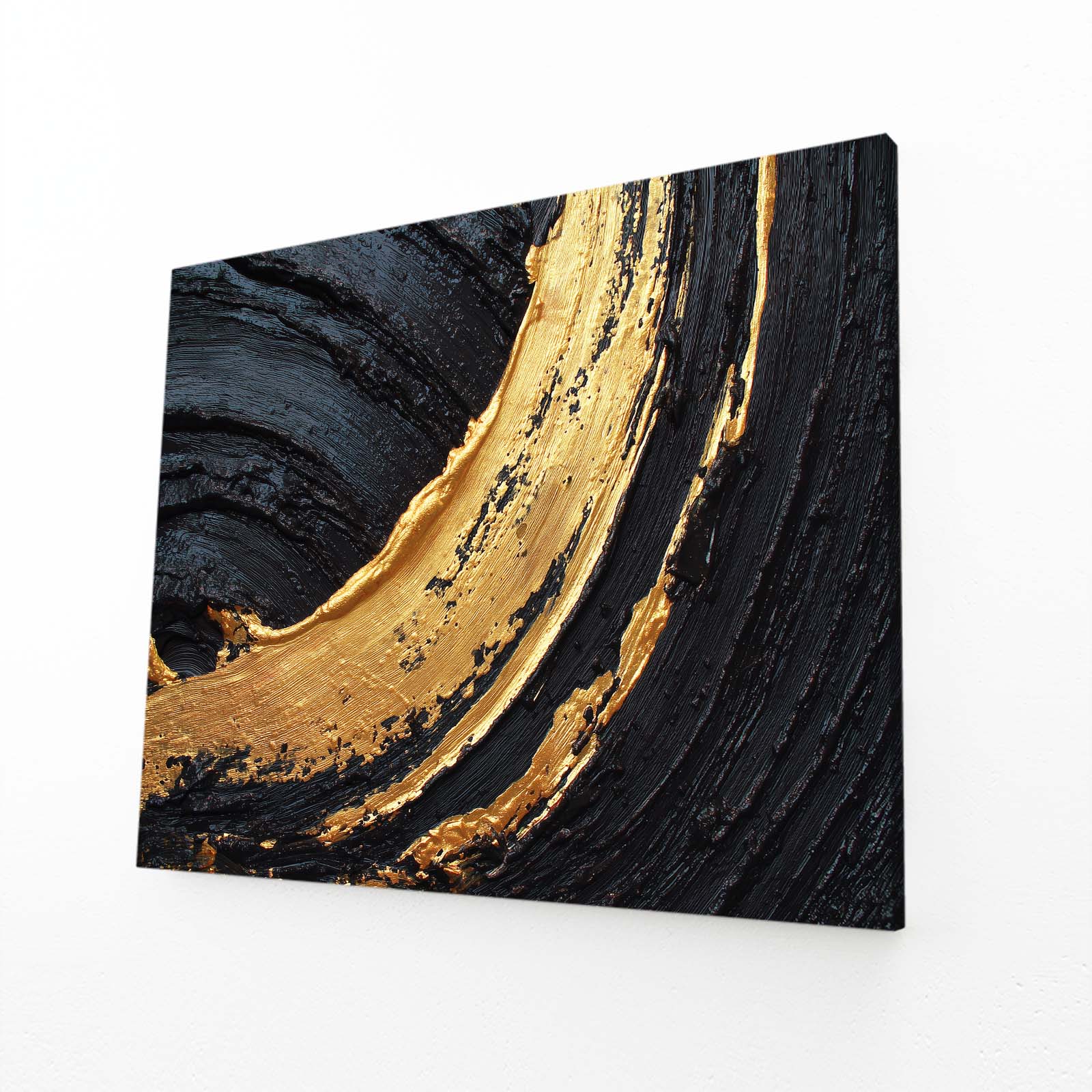 Golden Arc Sweep Wall Decor – angled canvas view on white background