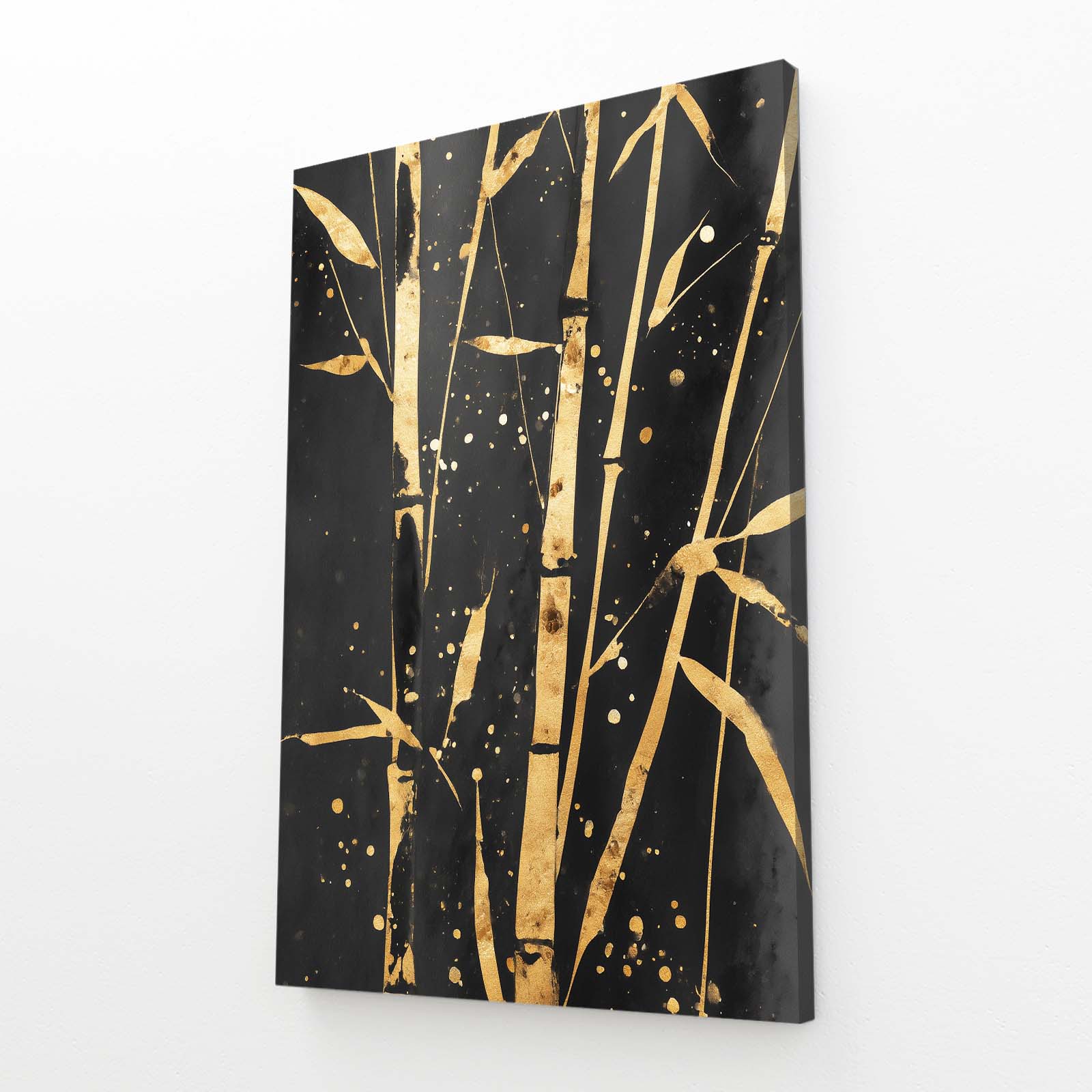 Golden Bamboo Grove Art – angled canvas view on white background