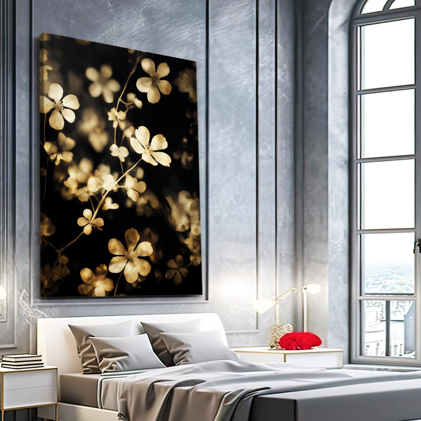 Golden Blossom Branch Wall Decor – styled in a furnished interior