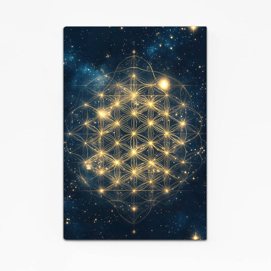 Golden Constellation Grid Flower Of Life Wall Art – golden constellation grid flower of life canvas print