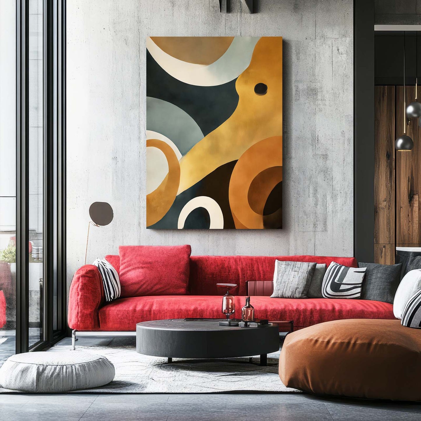 Golden Curve Abstract Octopus Wall Decor – styled in a furnished interior