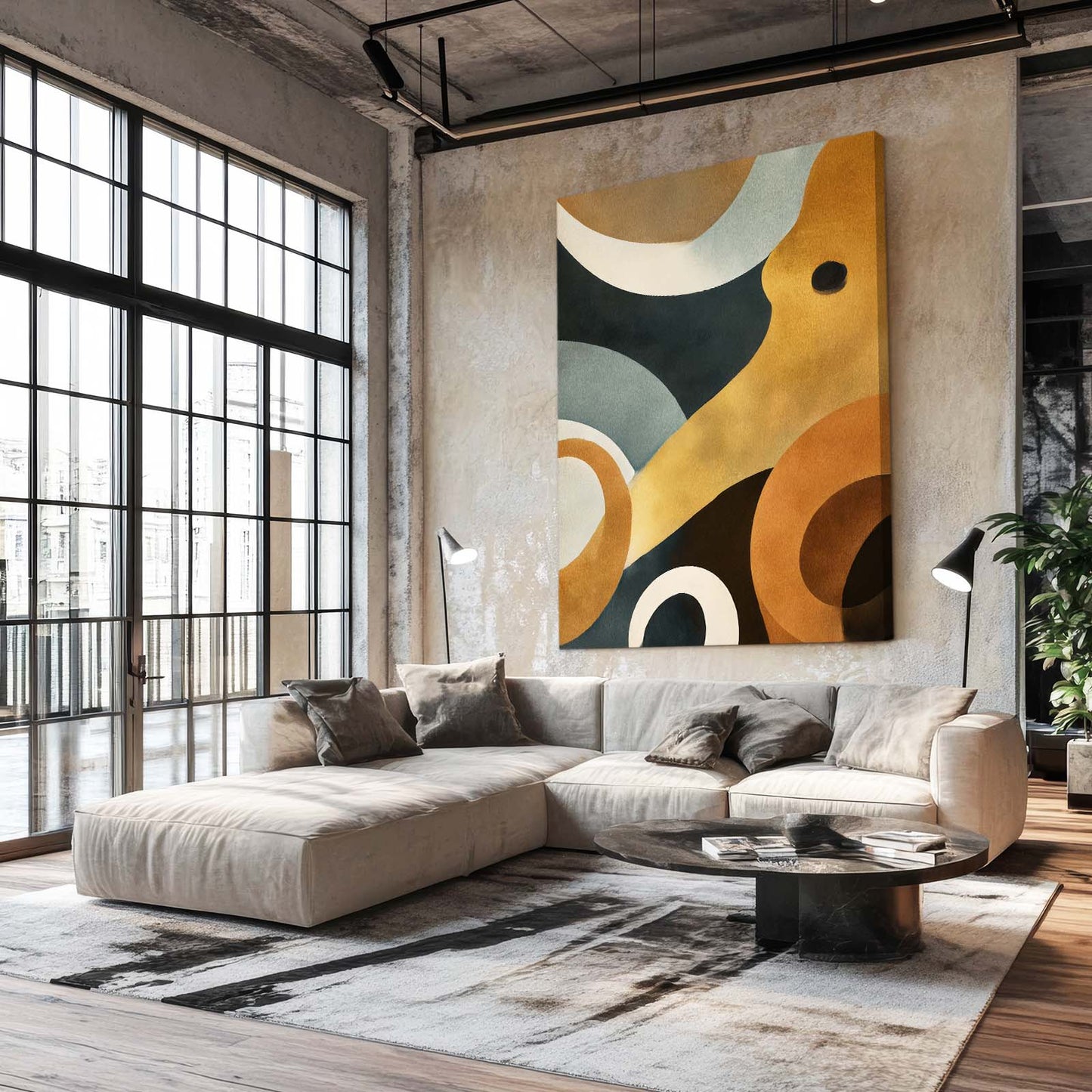 Golden Curve Abstract Octopus Wall Decor – styled in a furnished interior