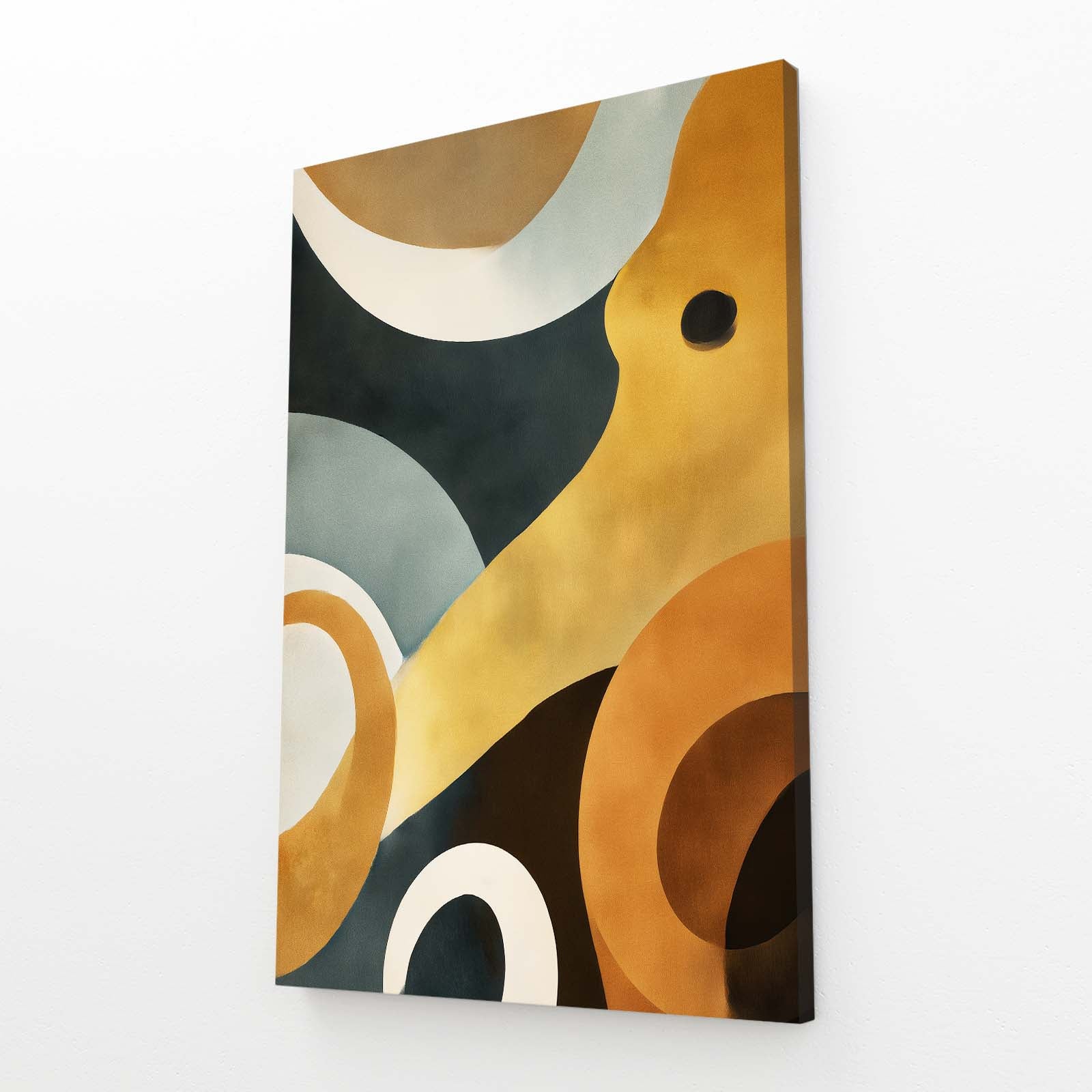 Golden Curve Abstract Octopus Wall Decor – angled canvas view on white background