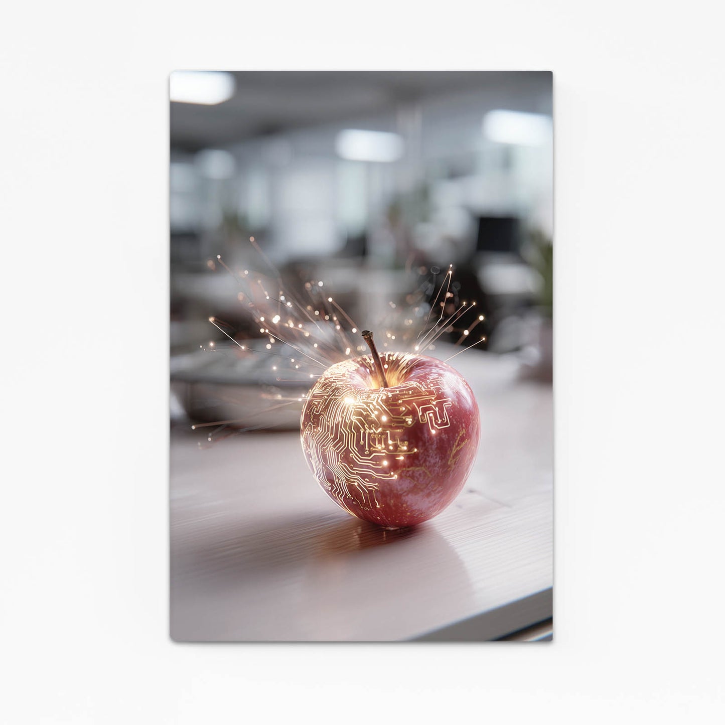 Golden Desk Bokeh Apple Wall Decor – golden desk bokeh apple canvas print
