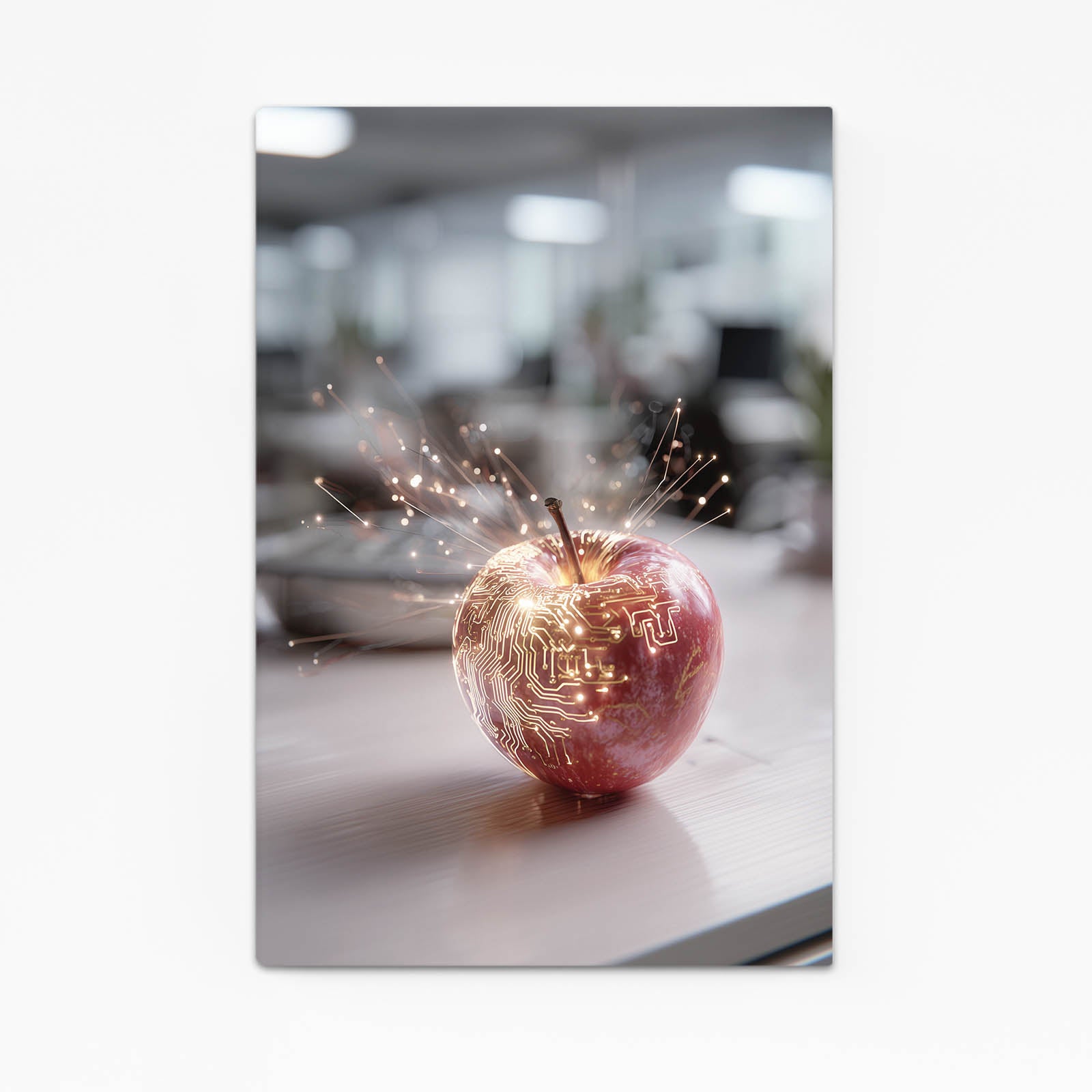 Golden Desk Bokeh Apple Wall Decor – golden desk bokeh apple canvas print