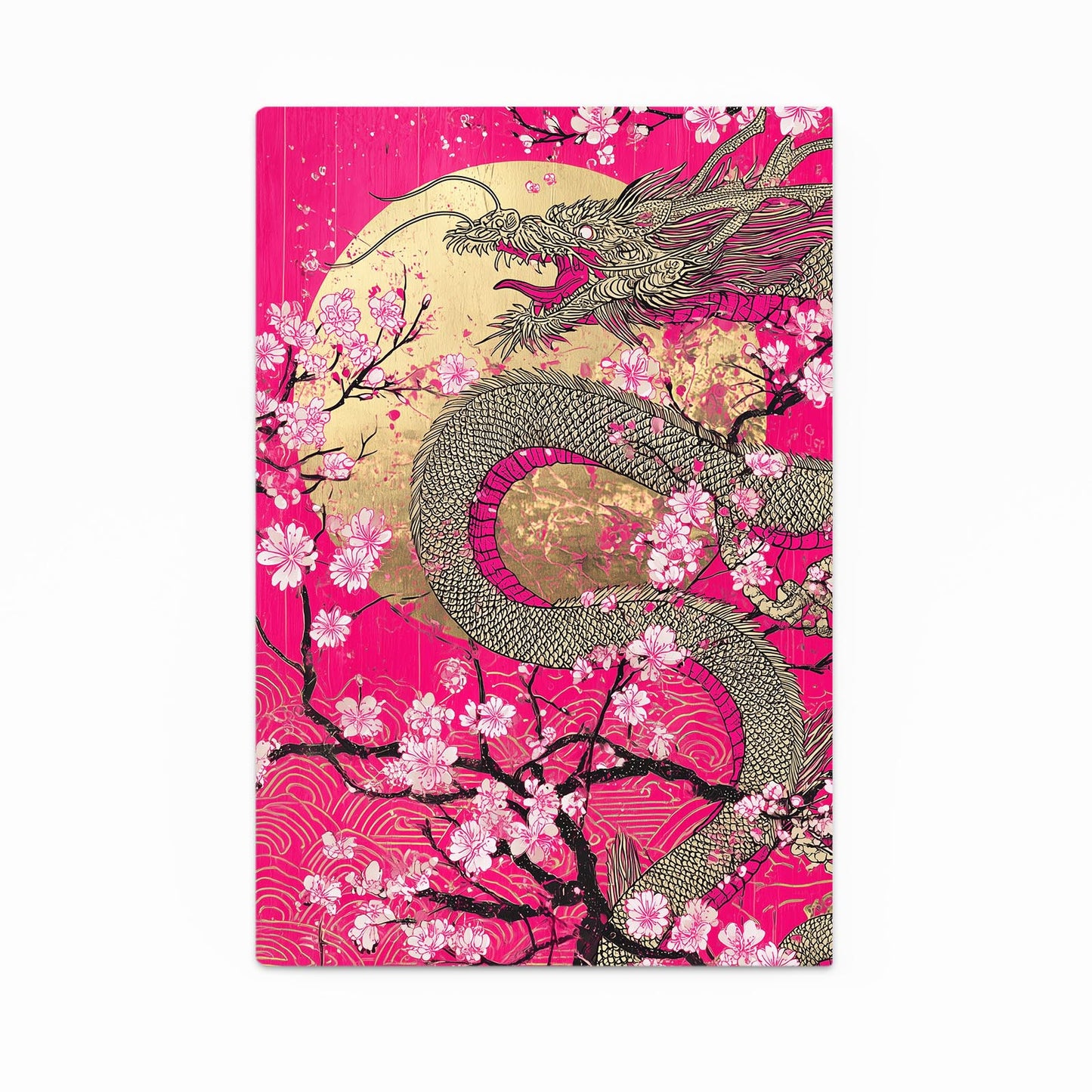 Golden Dragon Scroll Cherry Blossom Prints – golden dragon scroll cherry blossom canvas print