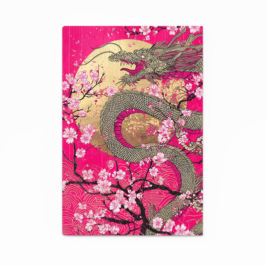 Golden Dragon Scroll Cherry Blossom Prints – golden dragon scroll cherry blossom canvas print