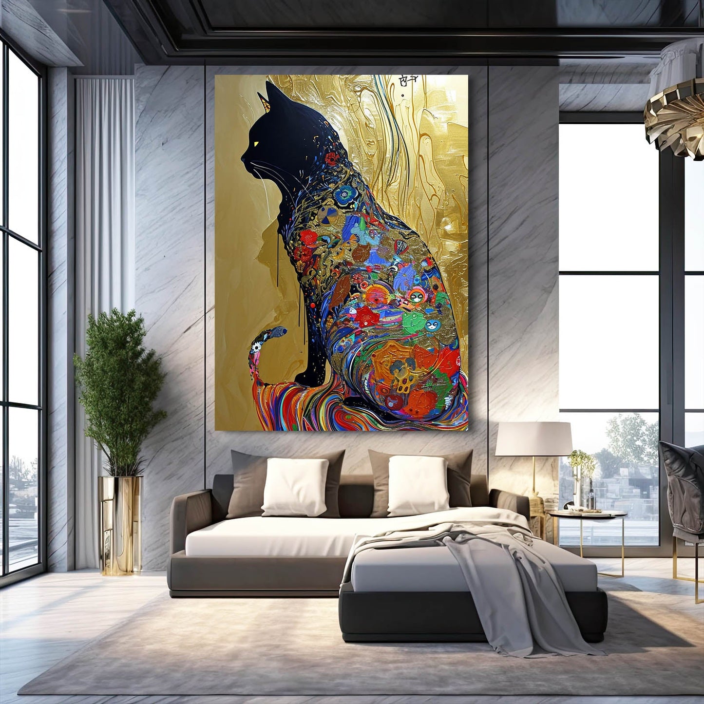 Golden Dream Cat Wall Art
