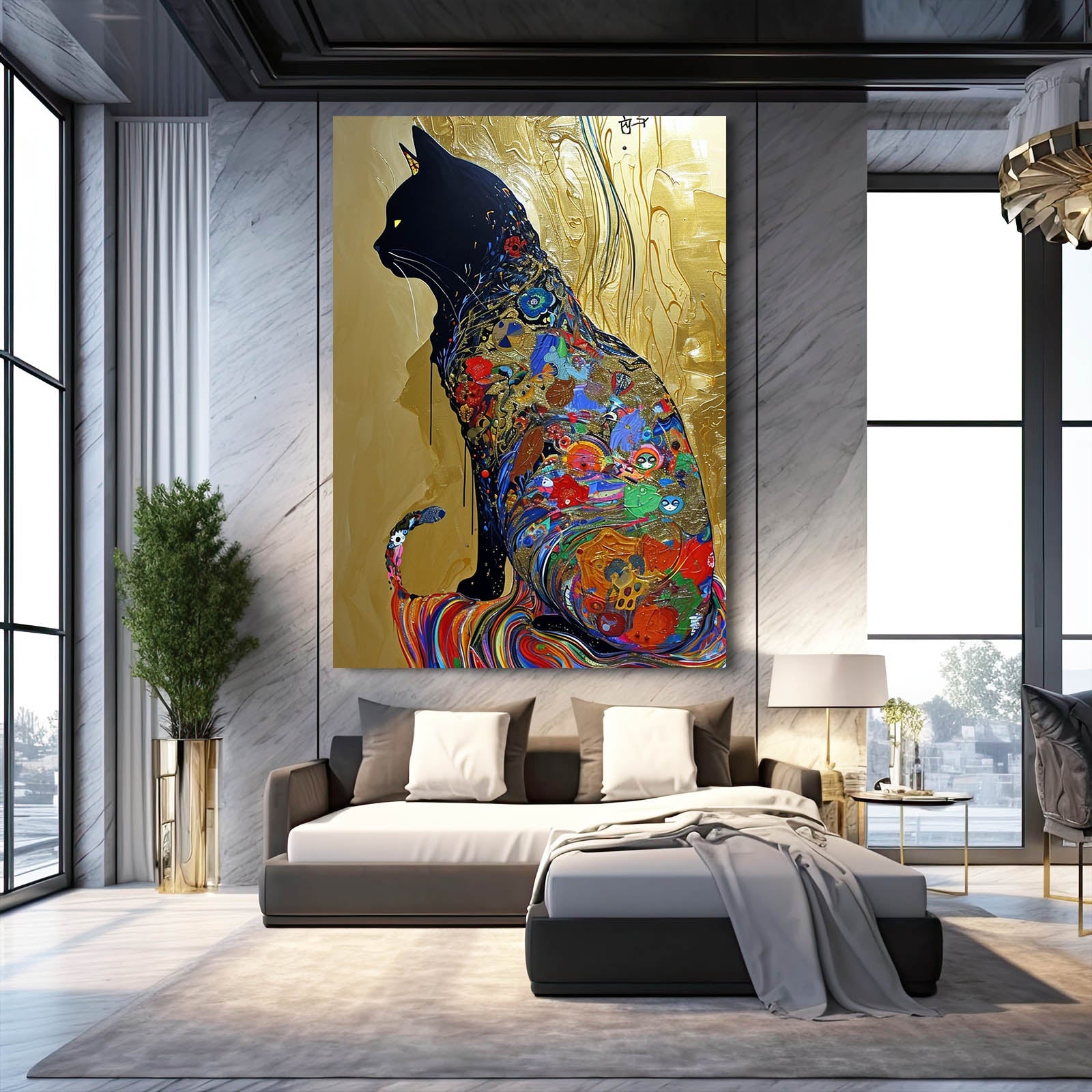 Golden Dream Cat Wall Art