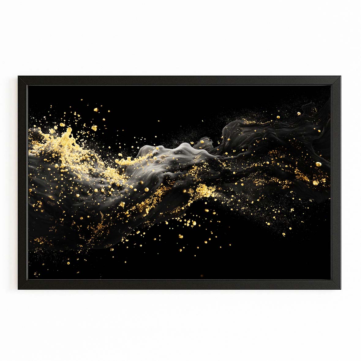 Golden Dust Wave Prints – with Premium Black frame on white background