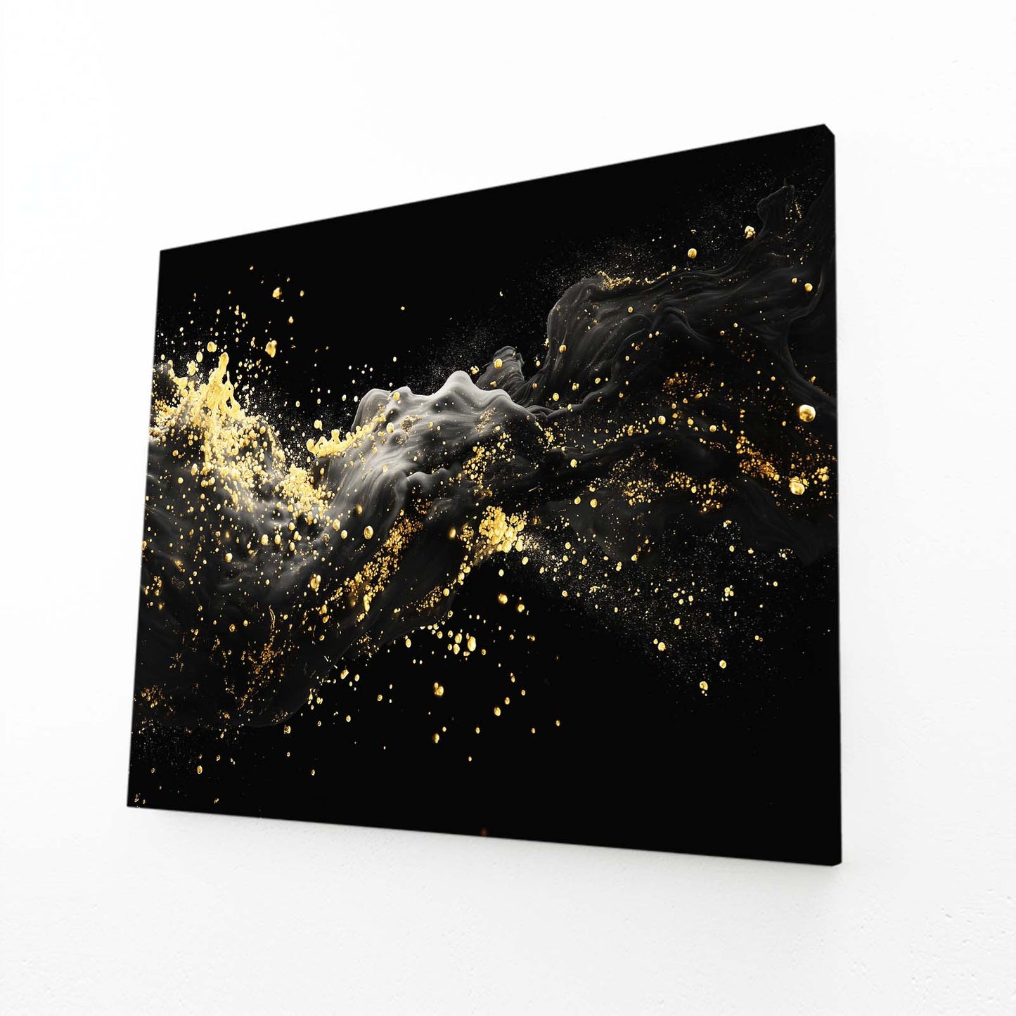 Golden Dust Wave Prints – angled canvas view on white background