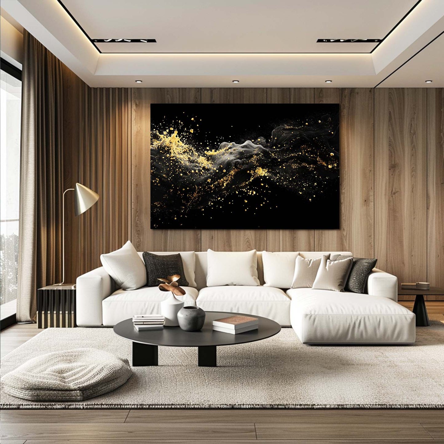 Golden Dust Wave Prints – styled in a furnished interior