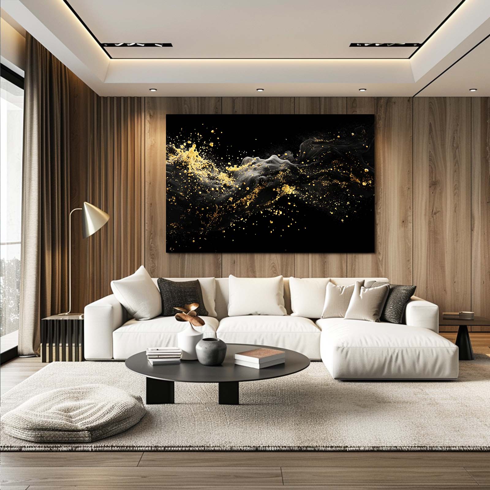 Golden Dust Wave Prints – styled in a furnished interior