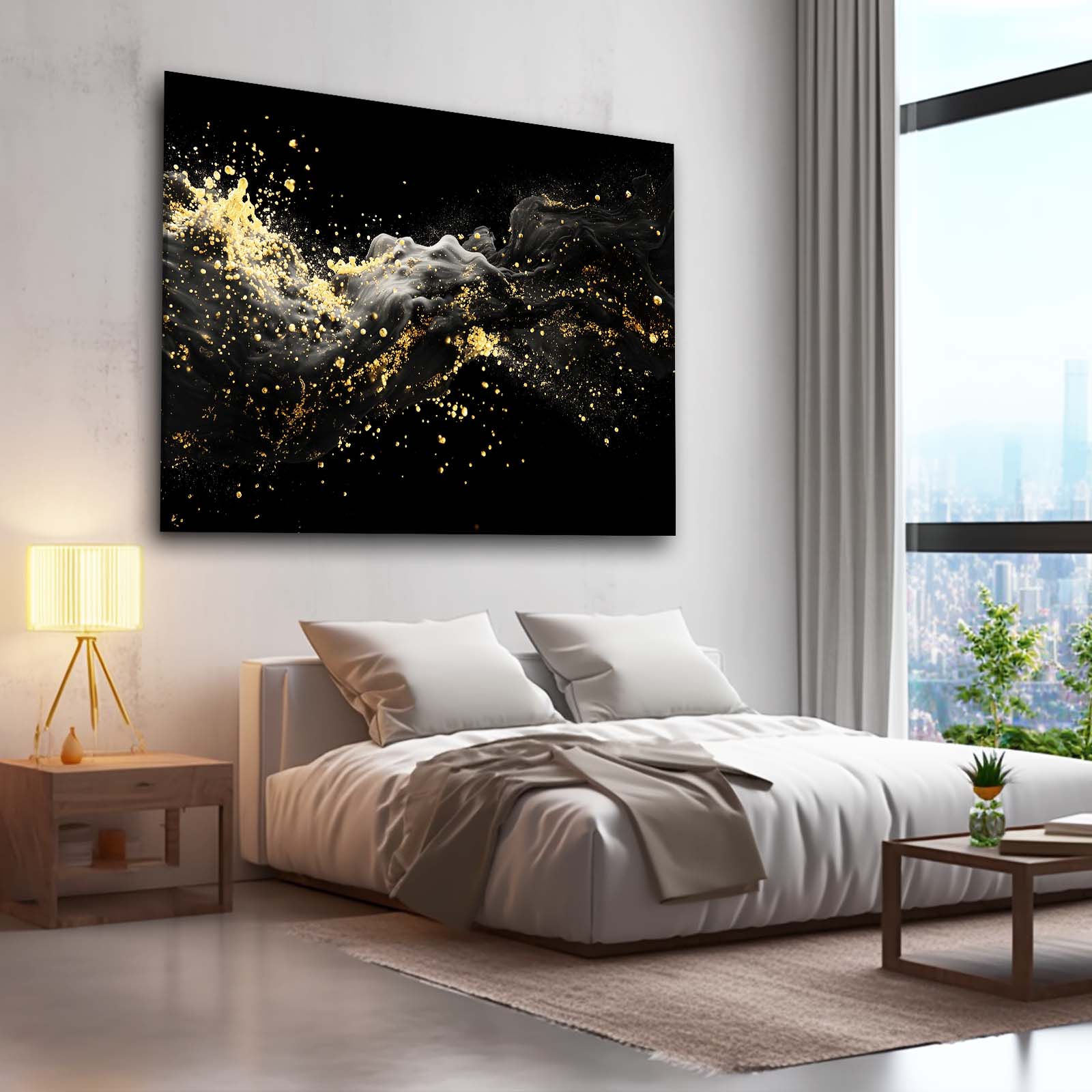 Golden Dust Wave Prints – styled in a furnished interior