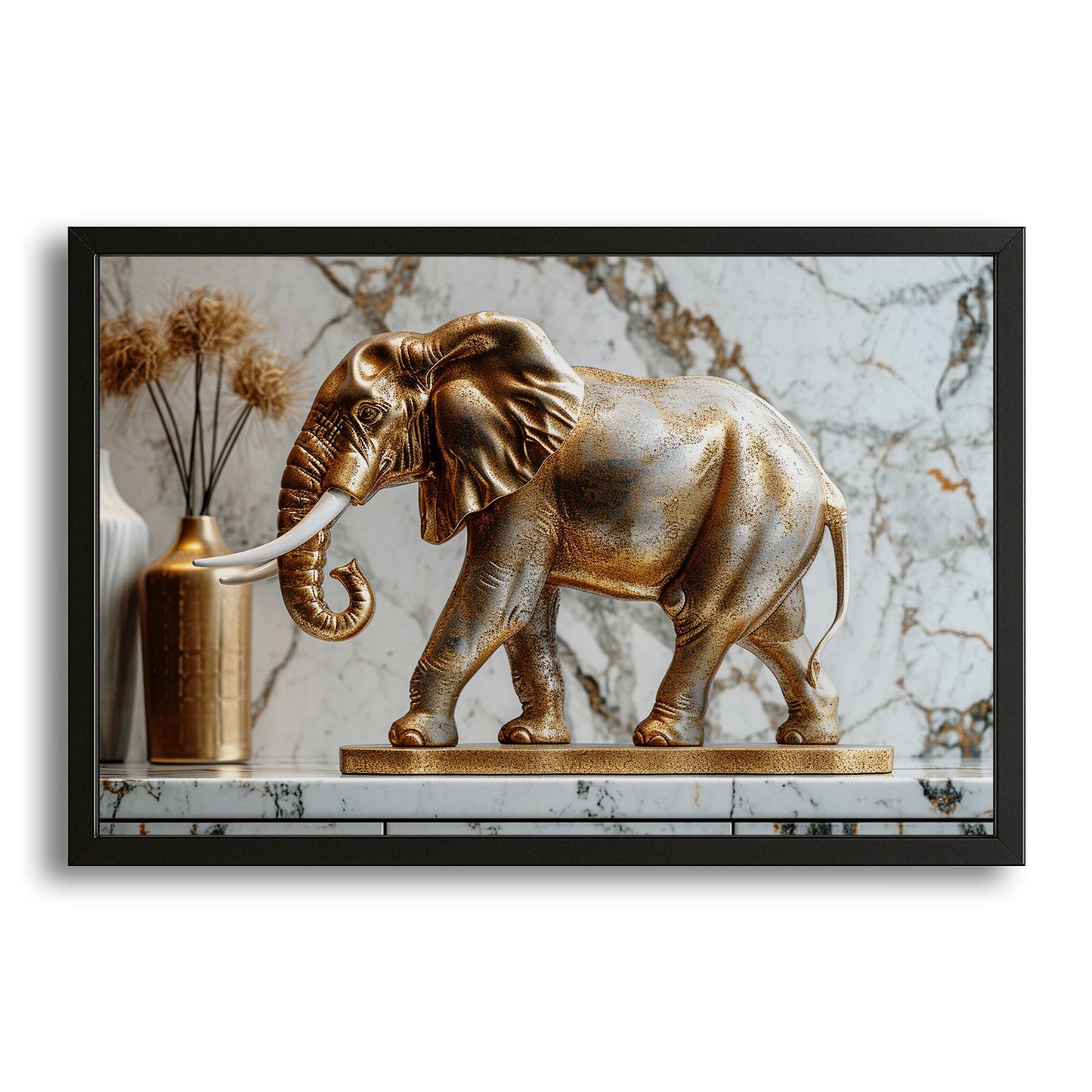 Golden Elephant Art Statue