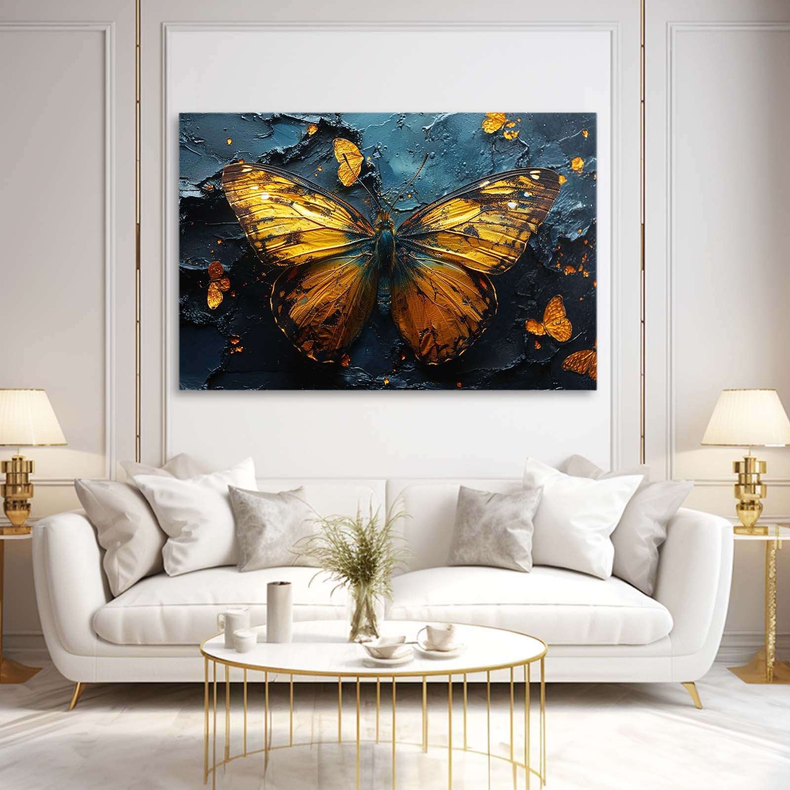 Golden Ember Butterfly Wall Art