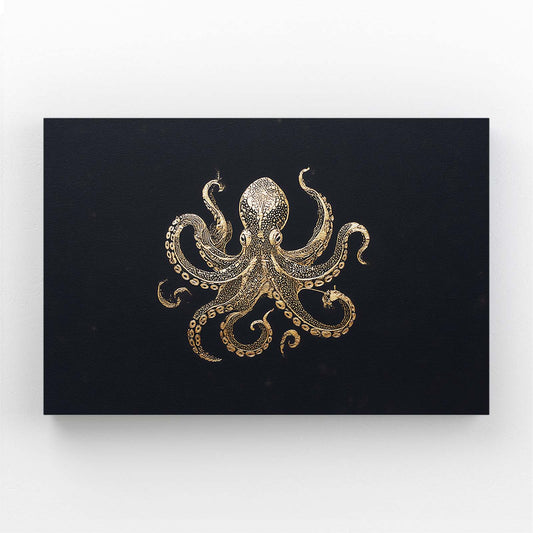 Golden Emblem Octopus Wall Art – golden emblem octopus canvas print