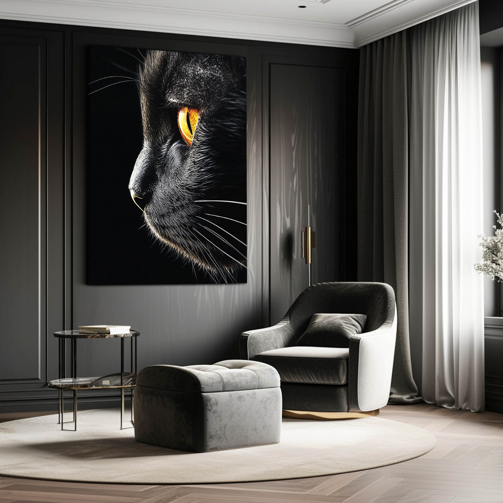 Golden Eye Profile Cat Art