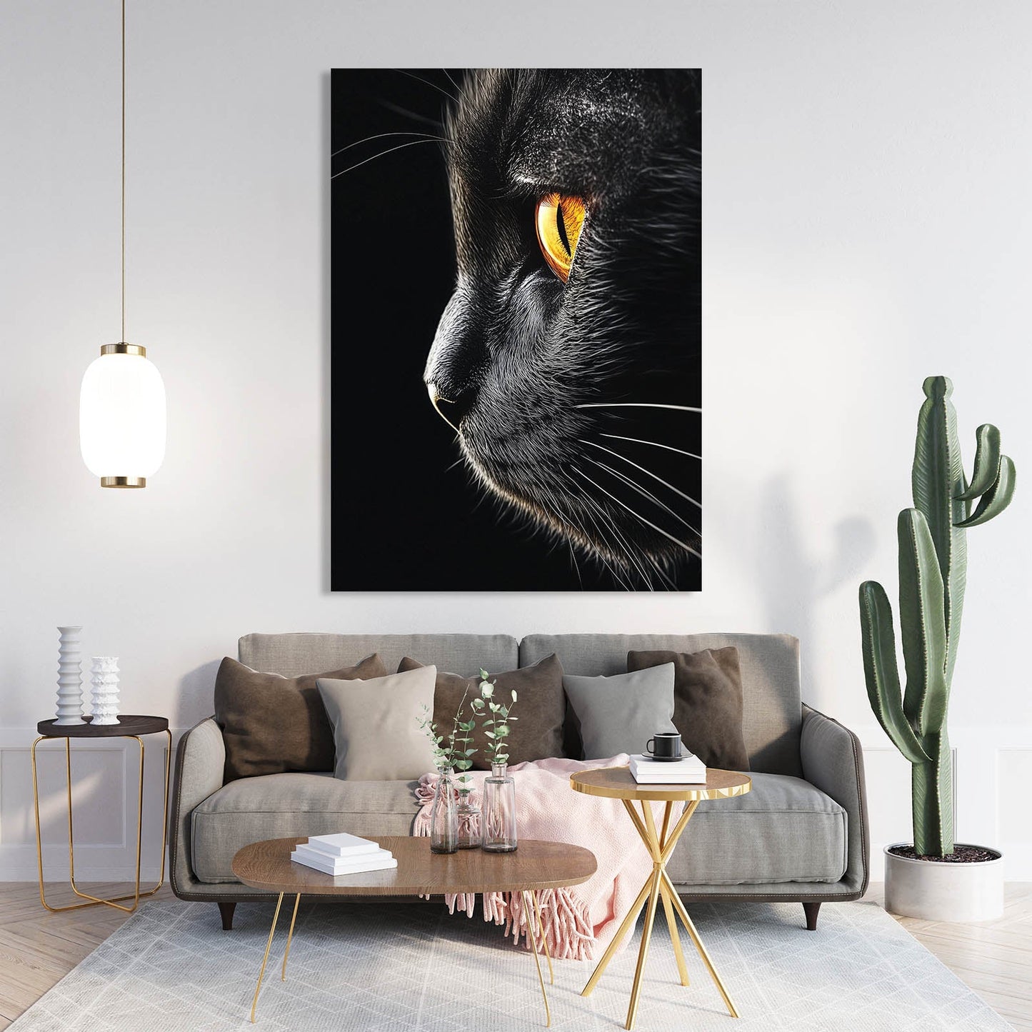 Golden Eye Profile Cat Art