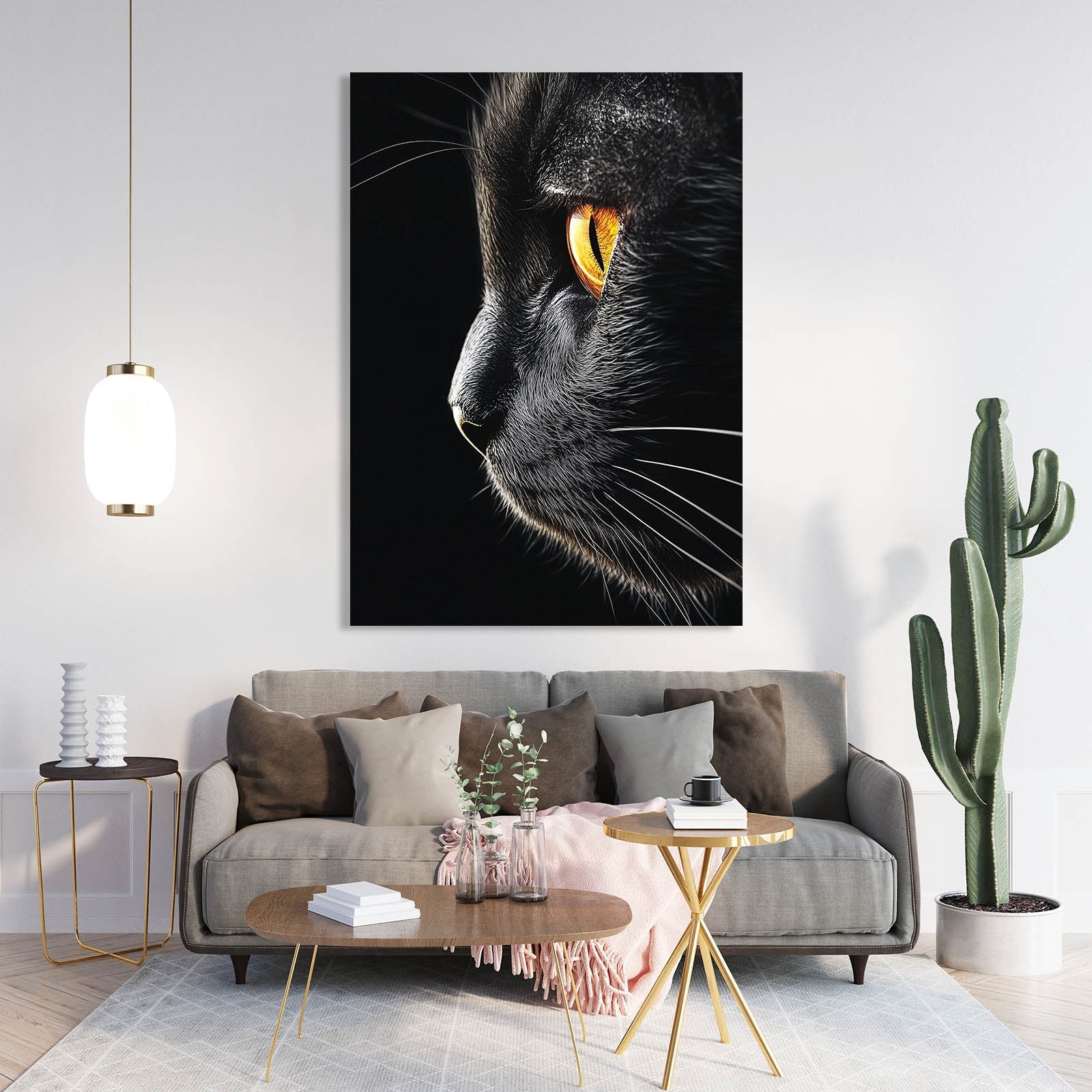 Golden Eye Profile Cat Art