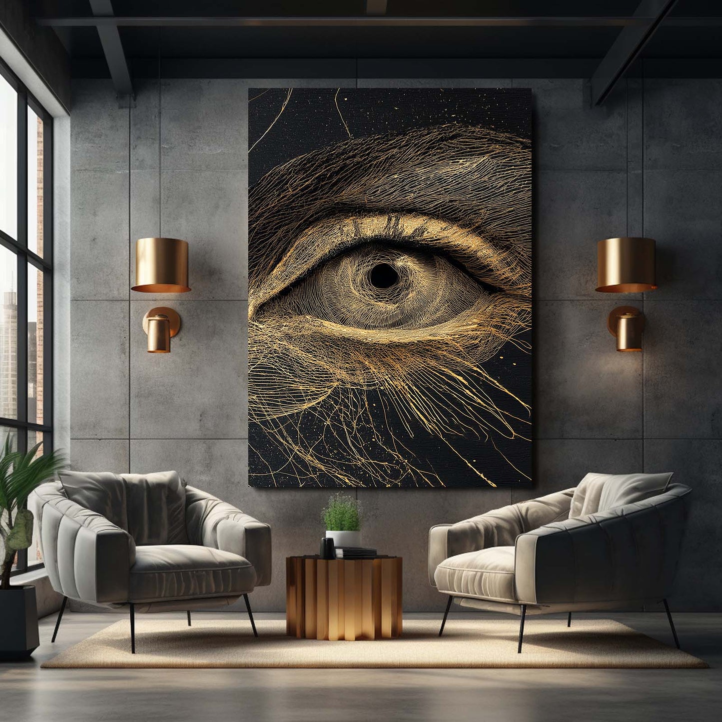 Golden Eye Study Wall Art – styled in a furnished interior